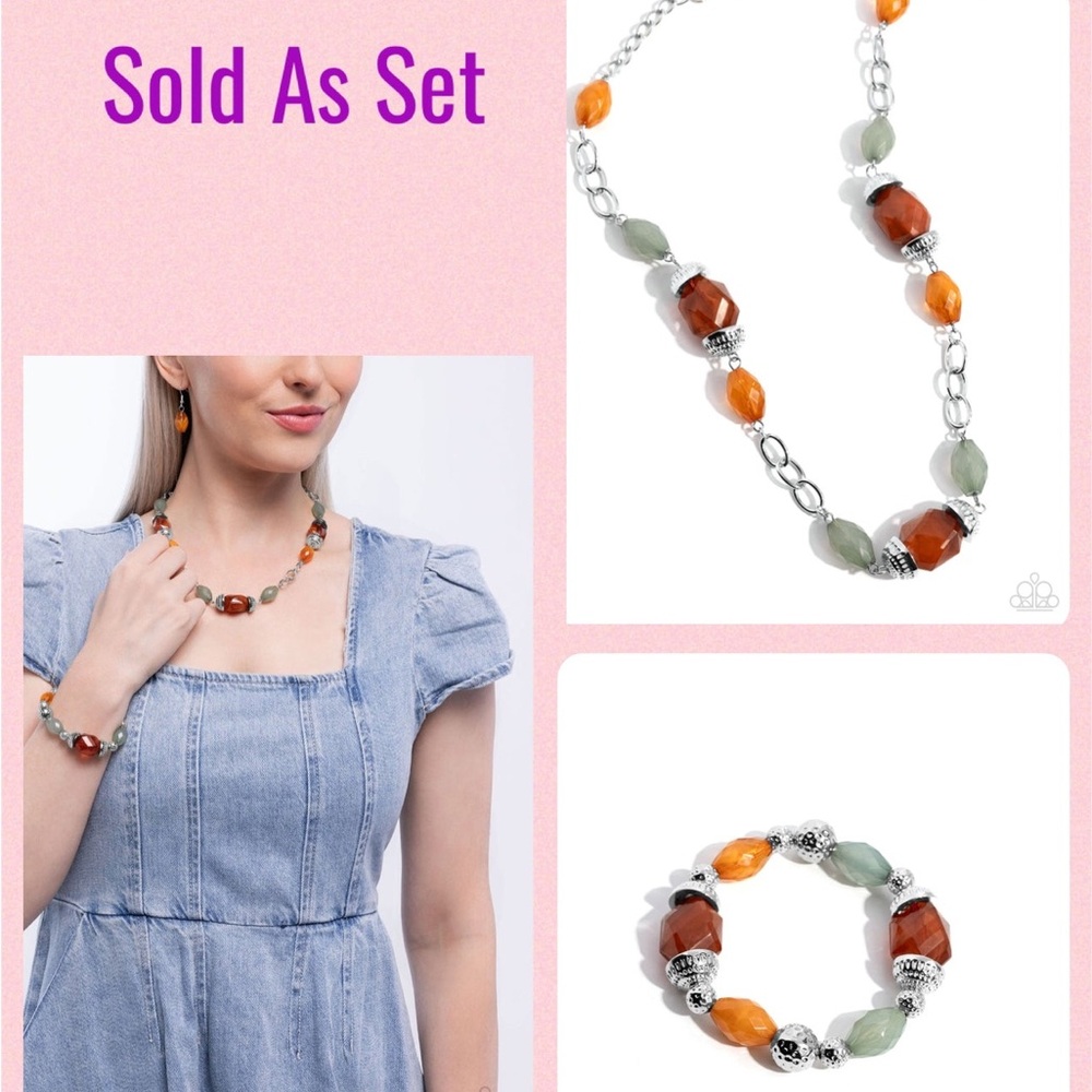 PAPARAZZI 3PC "BEAUTY CULTURE & STURDY SEASON" NECKLACE & BRACELET JEWELRY SET